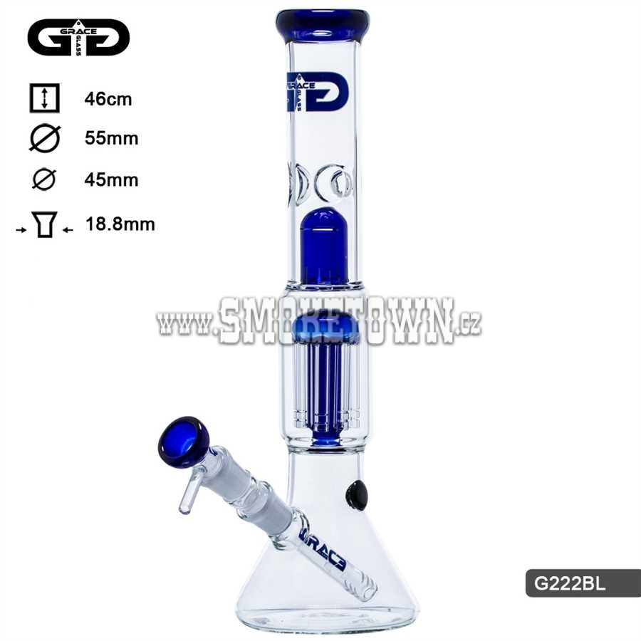 Grace Glass Icebong 8-Arm Percolator Blue 35cm