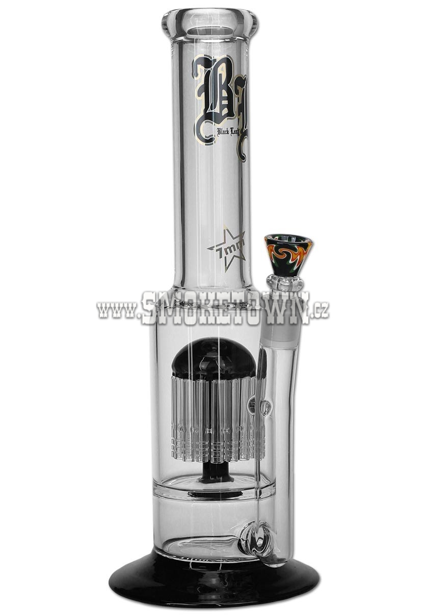 Black Leaf Glass Bong 24-Arm Percolator Black 38cm