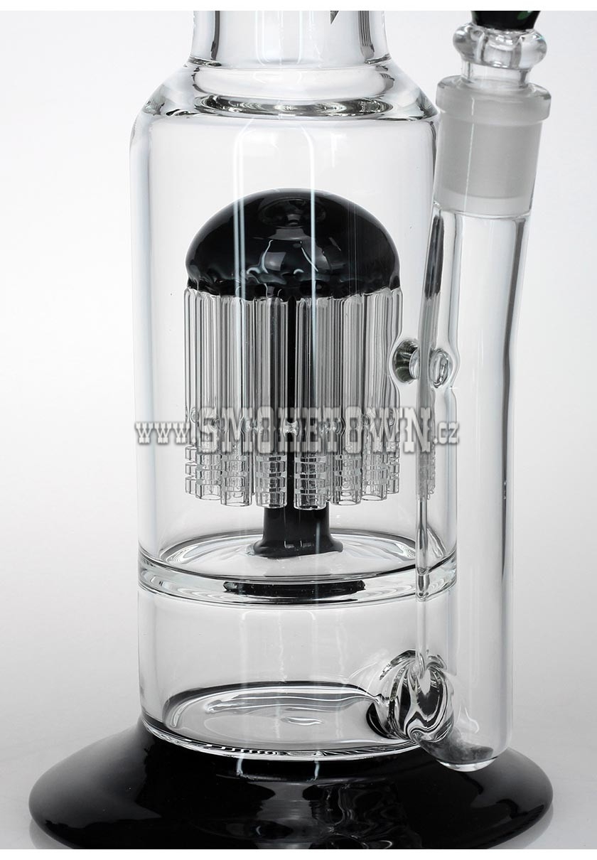 Black Leaf Glass Bong 24-Arm Percolator Black 38cm 2