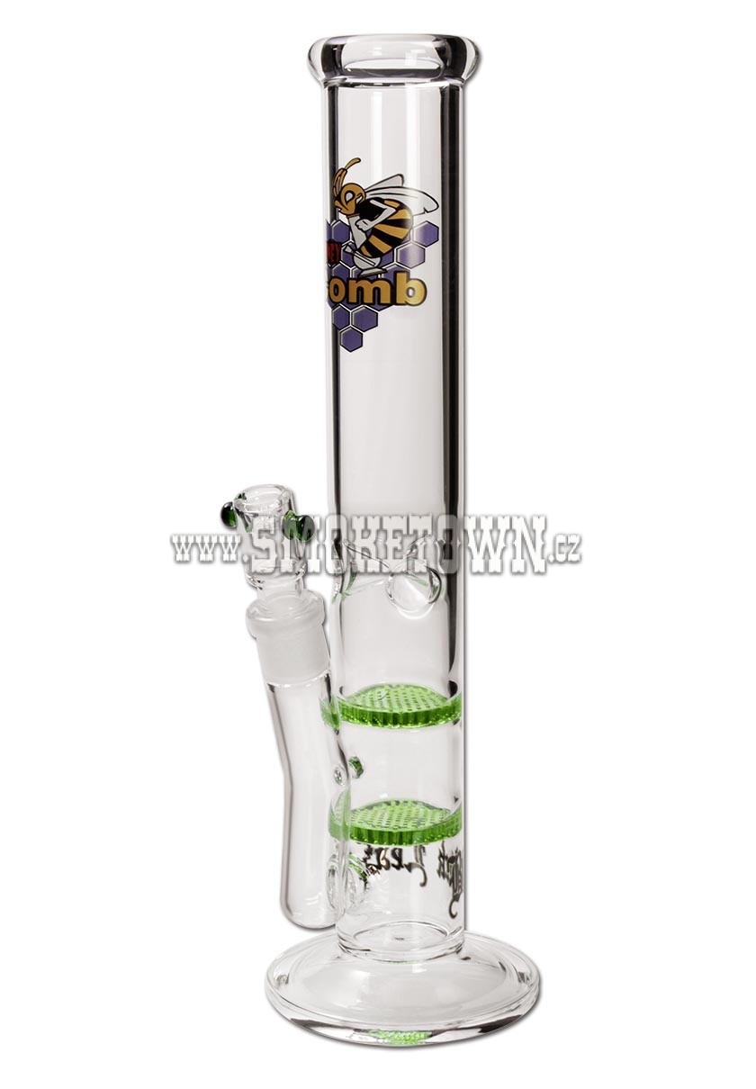 Black Leaf Cylinder Icebong 2xHoneyComb Green 38cm