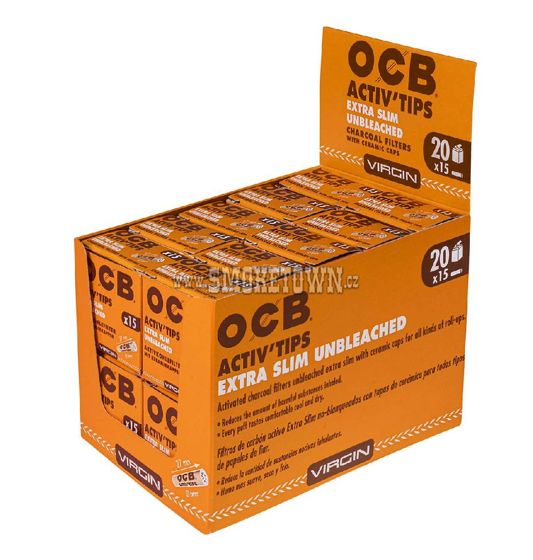 OCB ActivTips Slim Unbleached Virgin 15ks