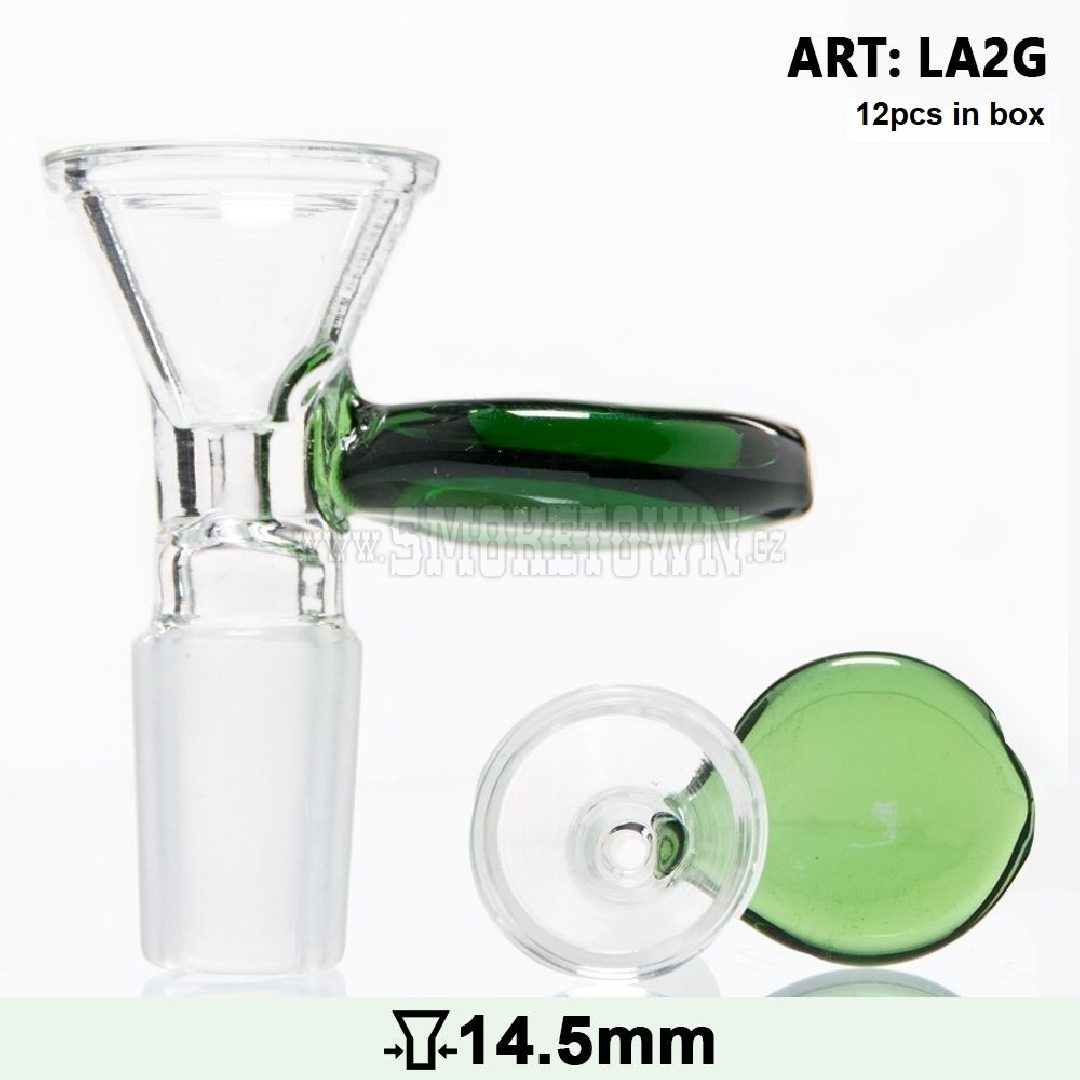 Grace Glass Glass Bowl with a green handle SG14