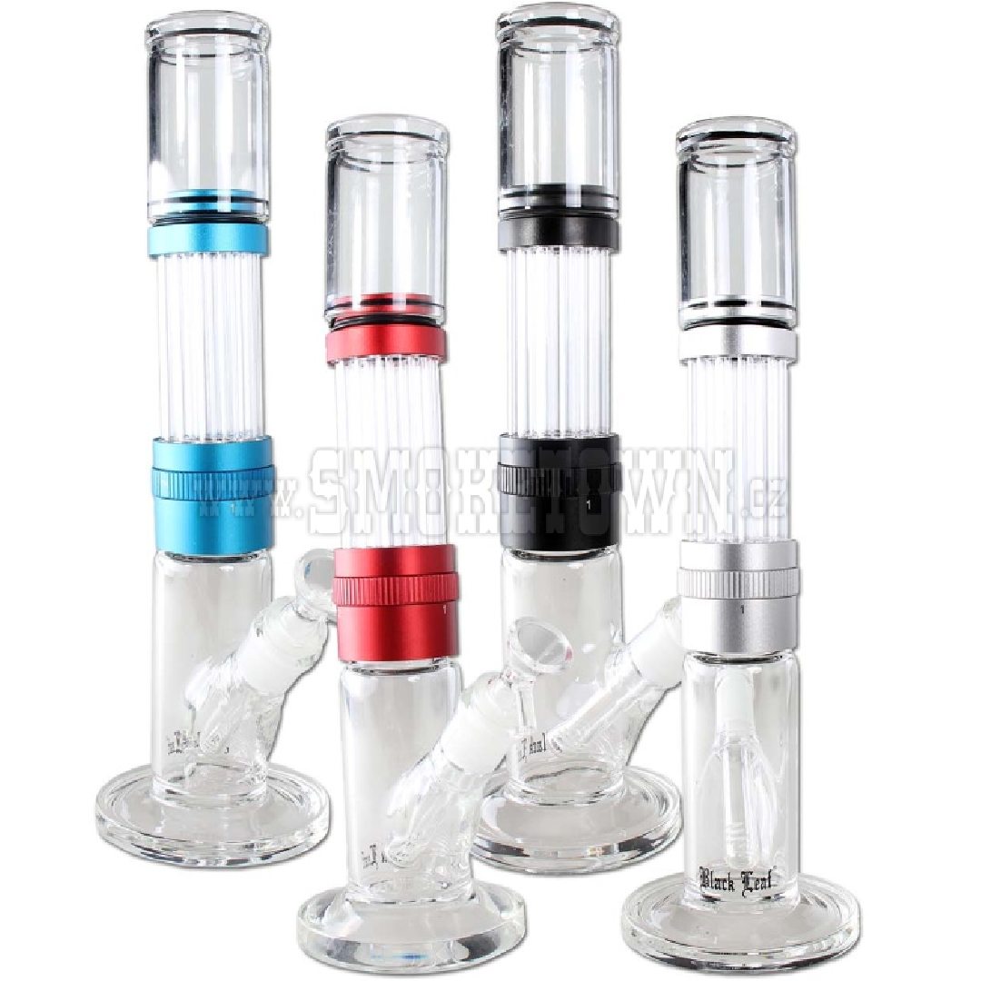 Black Leaf Glass Bong KIT Black 35cm