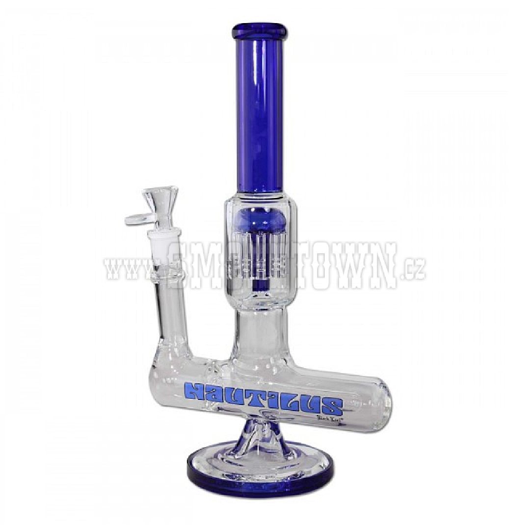 Black Leaf Glass Perc Bong Nautilus Blue 32cm