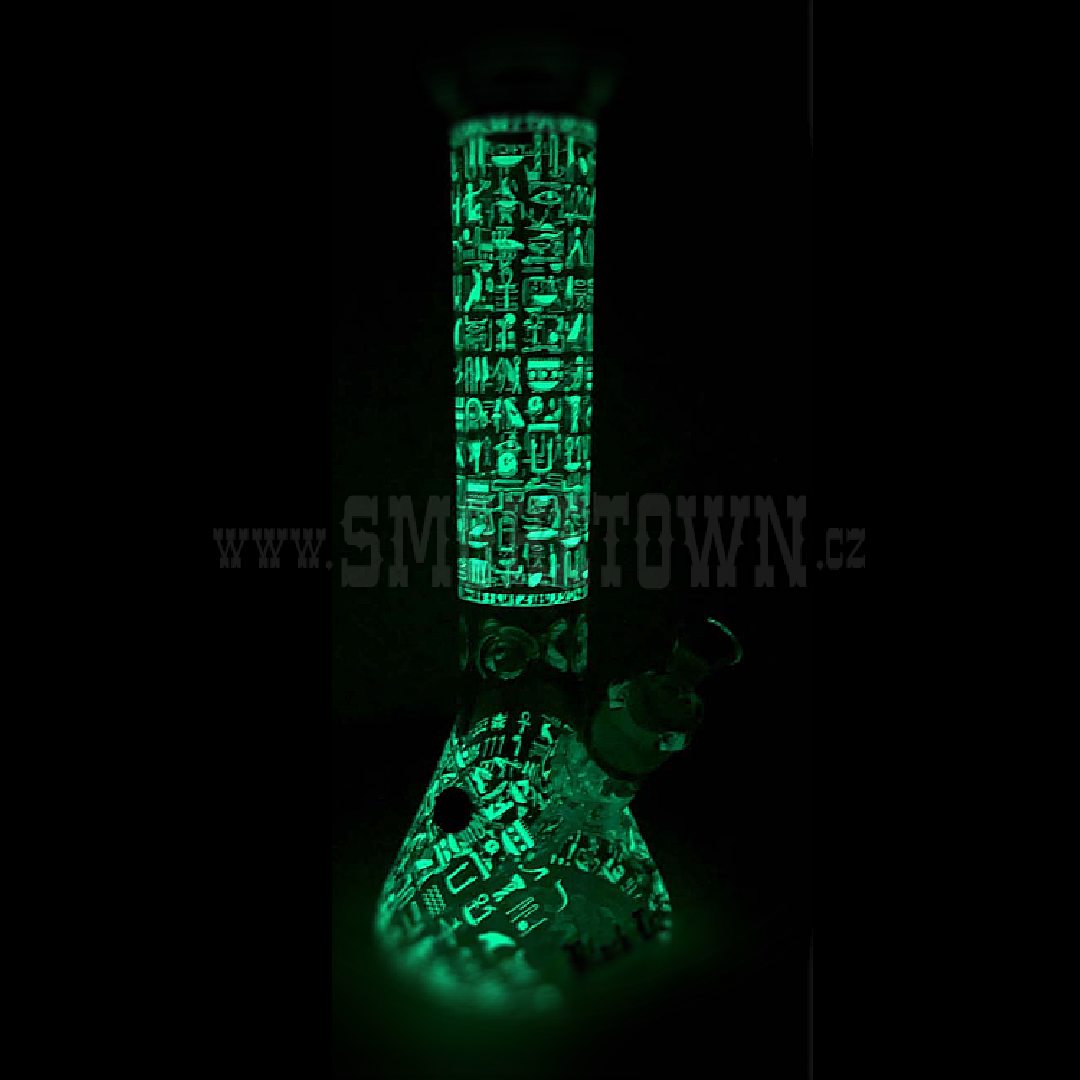 Black Leaf Hieroglyphs Beaker Bong Ice Glow 7mm 35cm 2