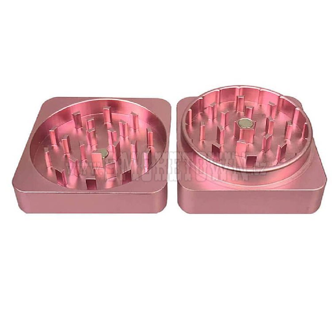 Best Buds Flat Square Aluminium Grinder Flamingo 2 Parts (50mm) 2